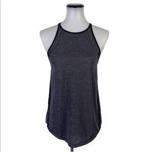 Lululemon Size 8 Gray and Black High Neck Mesh Sides Racerback Tank Top Womens